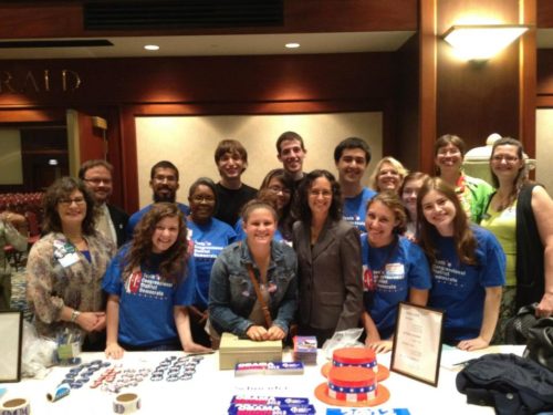 Tenth Dems interns and volunteers with Illinois Lt. Gov. Sheila Simon and Attorney General Lisa Madigan at the Illinois State Democratic Convention, August 2012