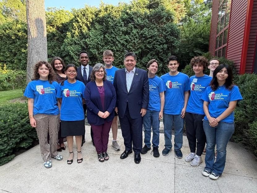 Tenth Dems interns meet Illinois Governor JB Pritzker at a local fundraiser.